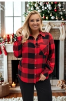 M54901 KOSZULA VIOLET KRATKA DUŻA CZERWONA